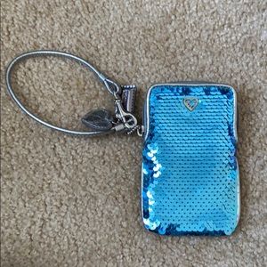 Coach Blue and Silver Wristlet